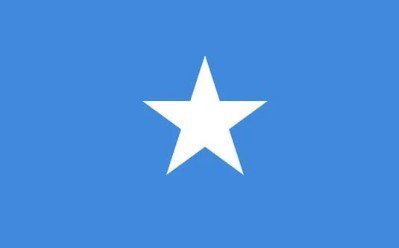 Flag of Somalia with light blue background and white star.