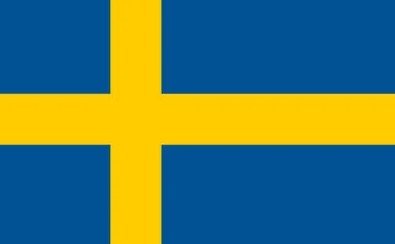Flag of Sweden with blue background and yellow Nordic cross.