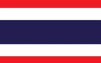 Flag of Thailand with red, white, and blue horizontal stripes.