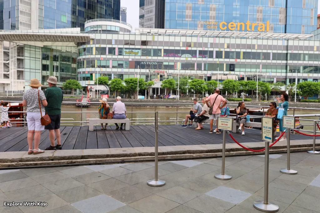 Tourists and locals relaxing at Clarke Quay, Singapore, a popular destination during public holidays