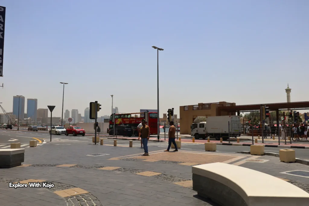 Open intersection and pedestrians in Deira, Dubai
