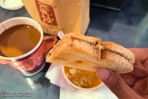 Kaya toast and kopi, the classic Singaporean breakfast enjoyed at local coffee shops