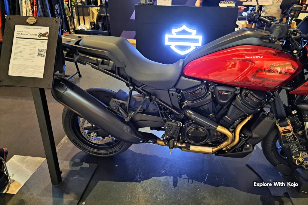 Red Harley-Davidson motorcycle on display at Wisma Atria