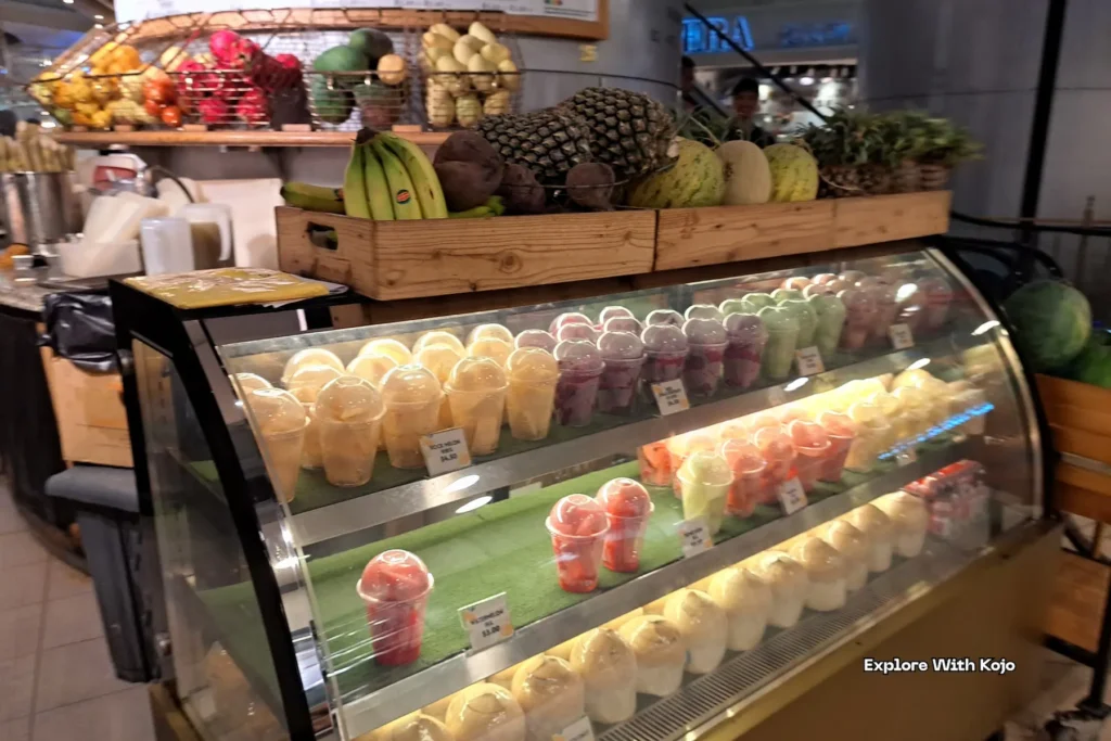 Fresh fruit stall at ION Orchard Singapore food hall