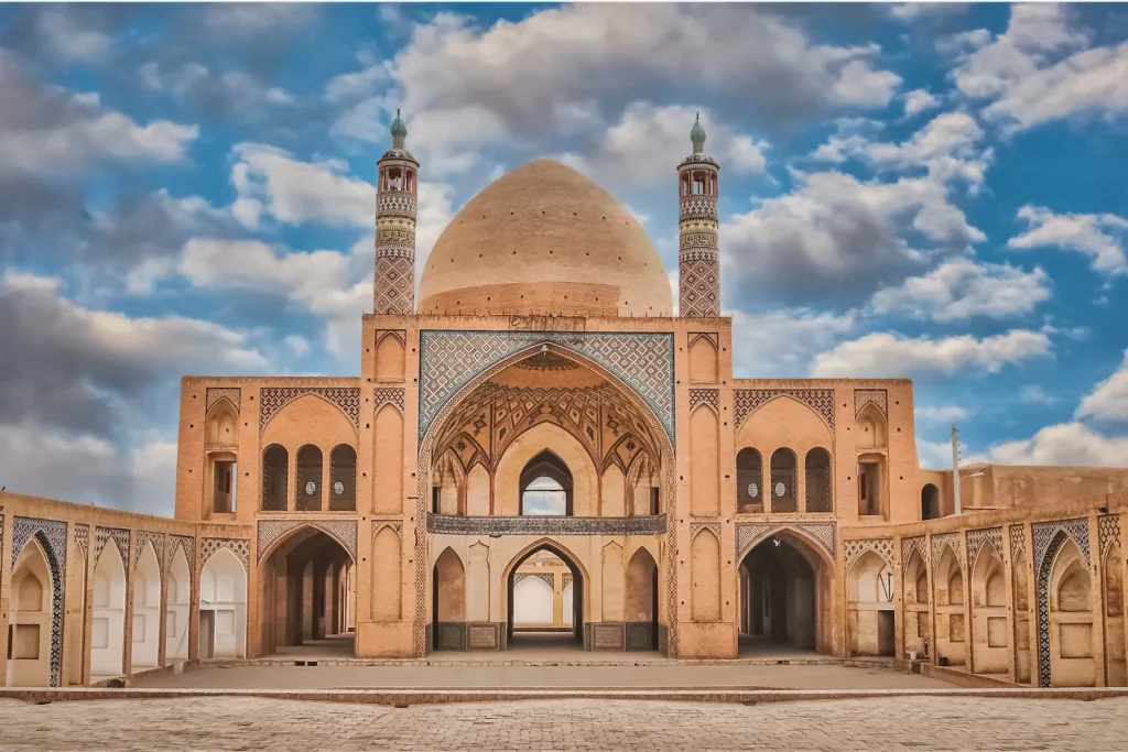 Traditional Persian architecture at a mosque in Isfahan, Iran.