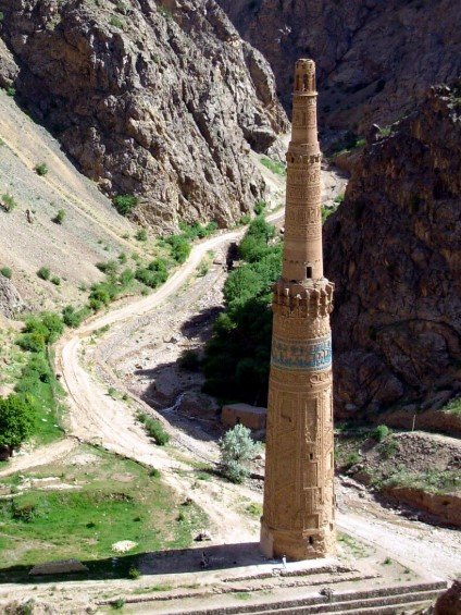 The Minaret of Jam standing tall in a remote valley in Afghanistan.