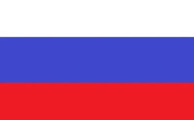 Flag of Russia with white, blue, and red horizontal stripes.