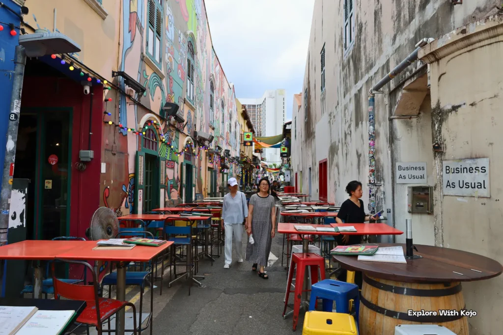 Singapore’s Haji Lane with colorful cafes and street art