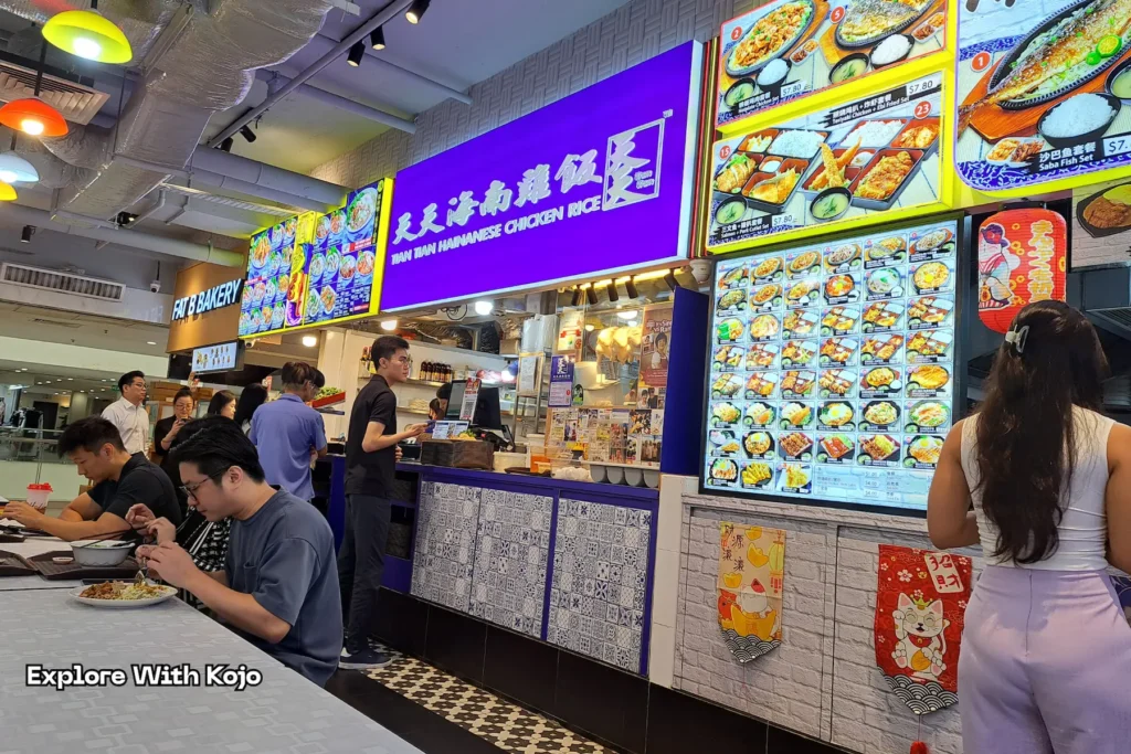 Variety of food stalls at Lucky Plaza food court Singapore