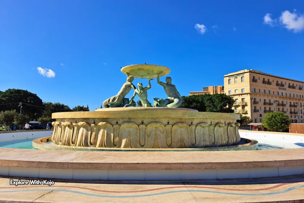 Triton Fountain at the Valletta City Gate in Malta