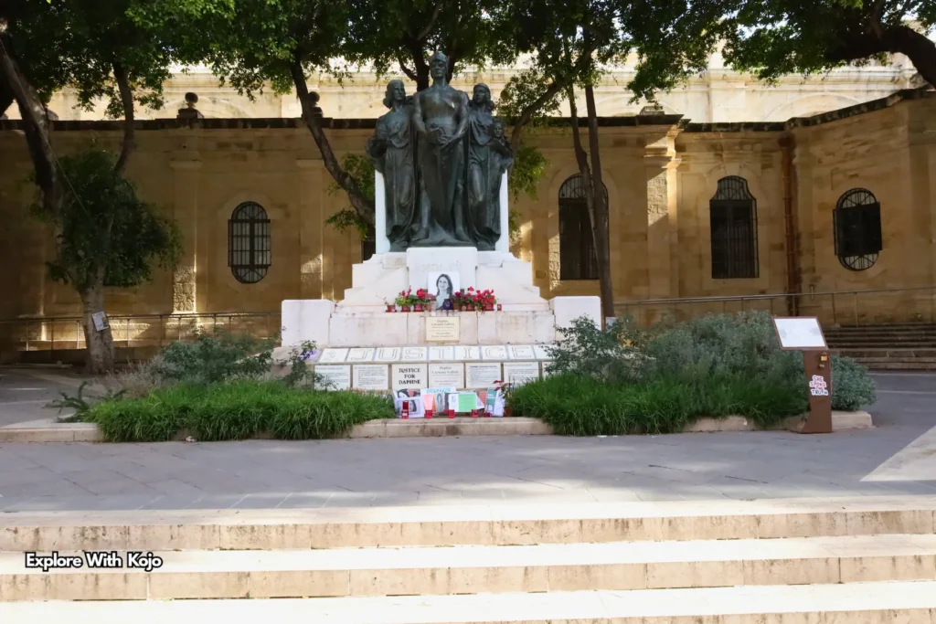 Monument in a shaded Valletta garden