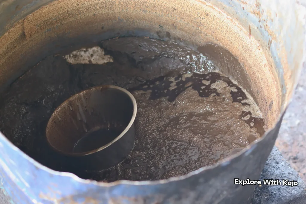 Remaining potash sediment after black soap production in Ghana