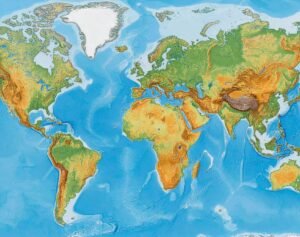 World map showing all continents and countries of the world