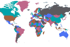 World map for Explore With Kojo’s post about countries that start with Y.