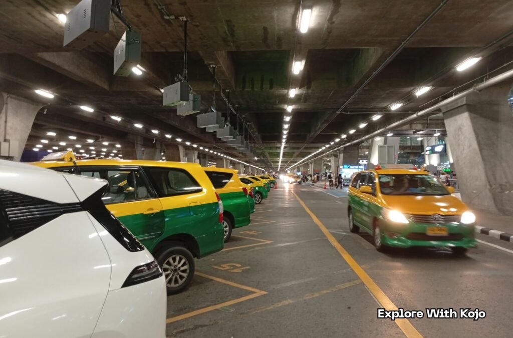 Taxi queue at Bangkok Suvarnabhumi Airport where I experienced drivers refusing to use the meter during my trip.