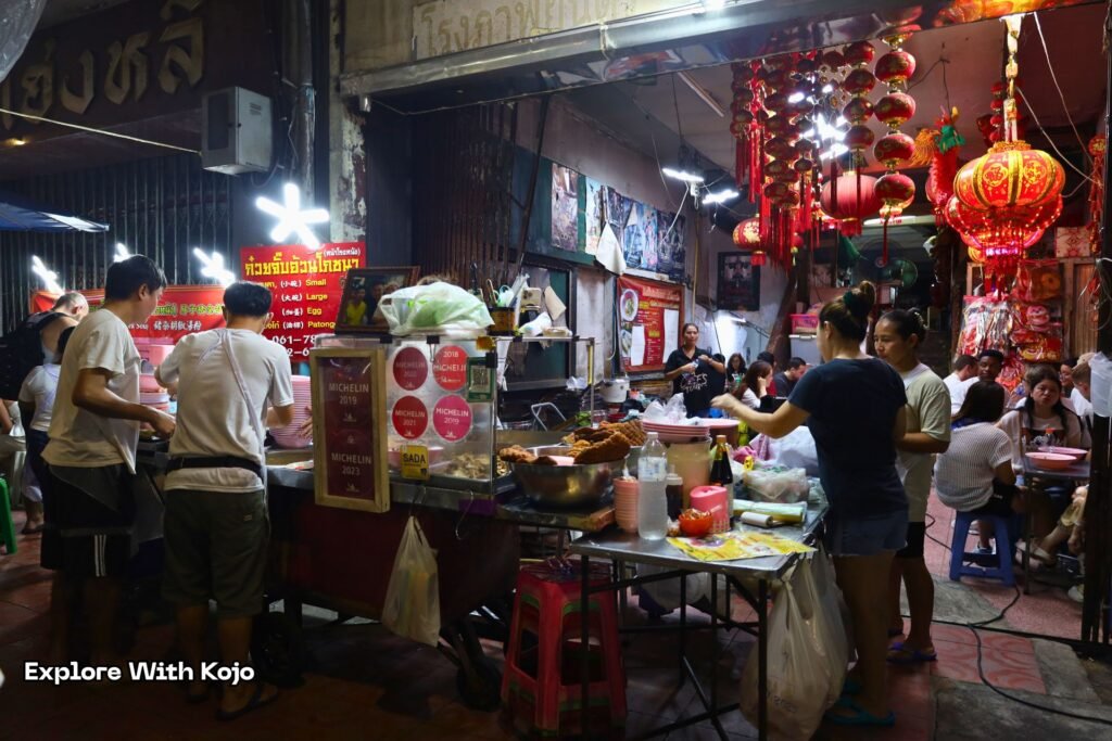 Street food stalls at Bangkok’s Chinatown at night