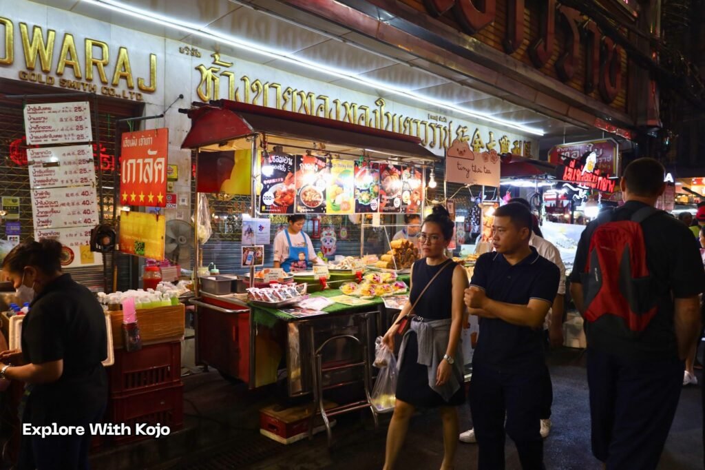 Night scene of Yaowaraj Street Food market in Bangkok’s Chinatown, Thailand
